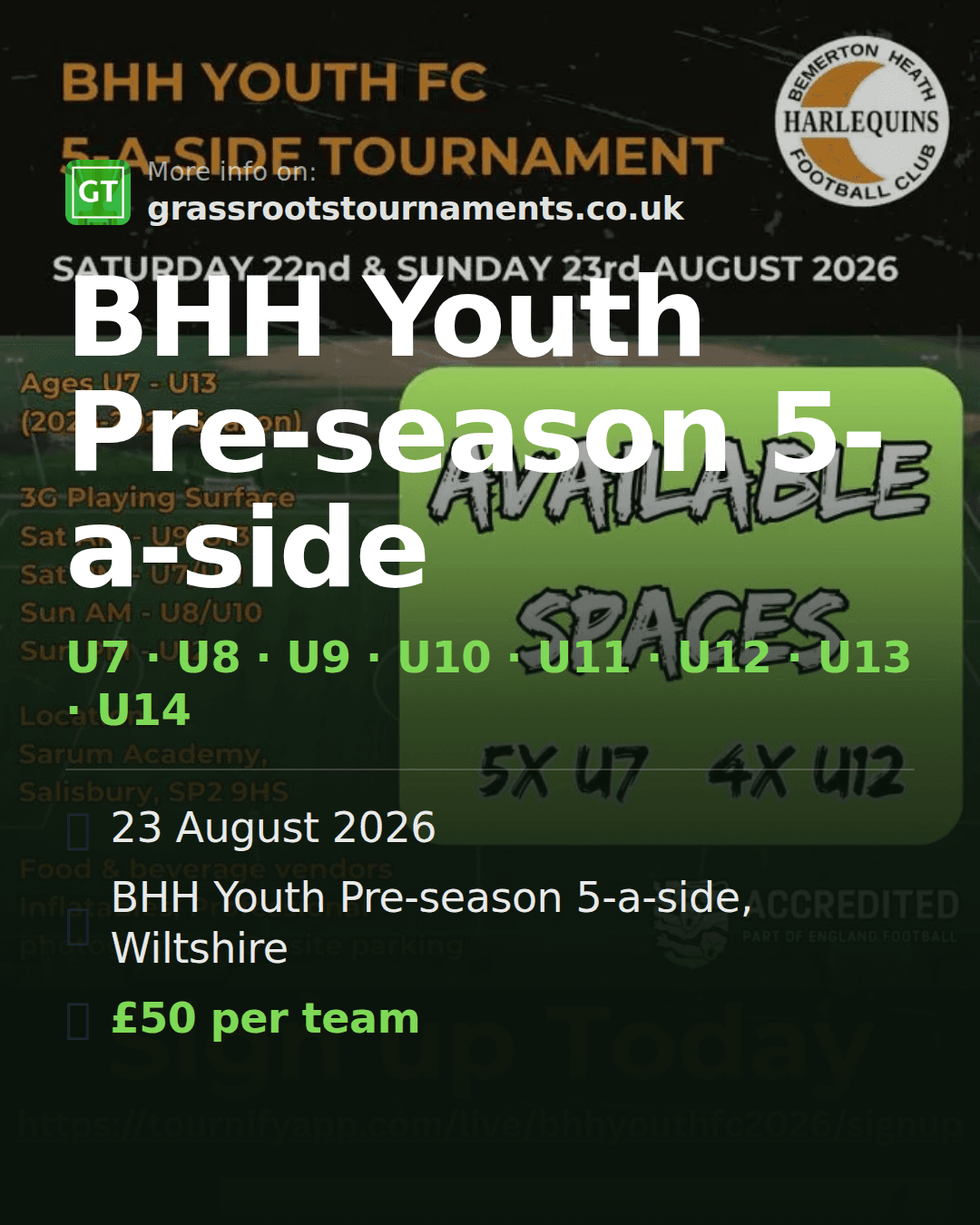 BHH Youth Pre-season 5-a-side — social preview