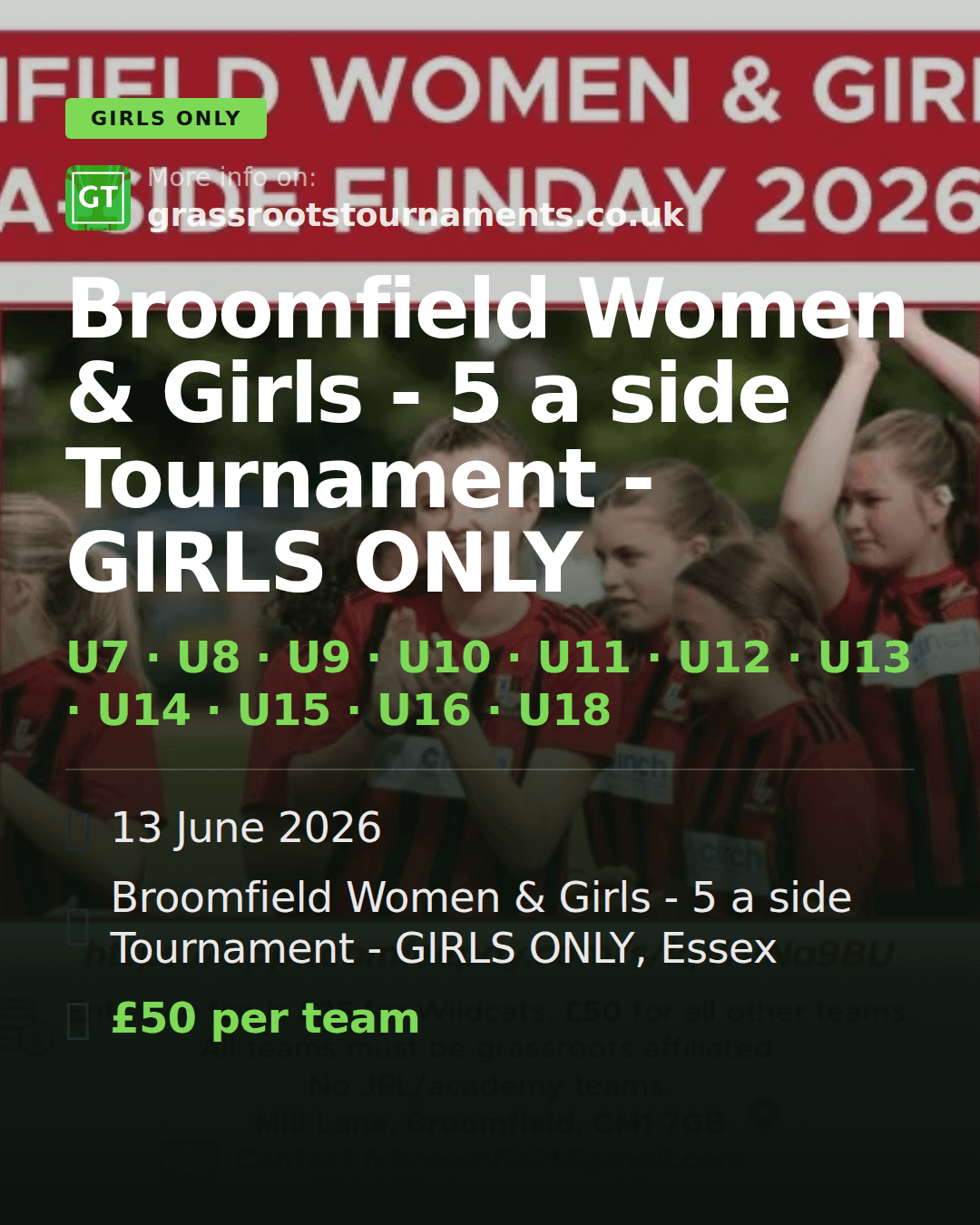 Broomfield Women & Girls - 5 a side Tournament - GIRLS ONLY — social preview