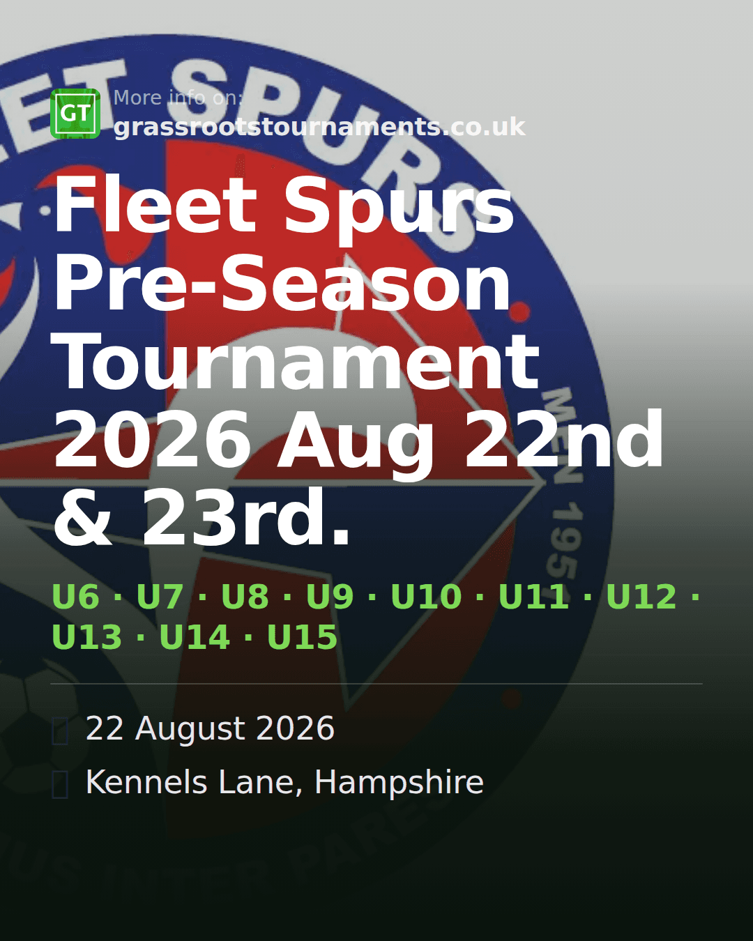 Fleet Spurs Pre-Season Tournament 2026 Aug 22nd & 23rd. — social preview