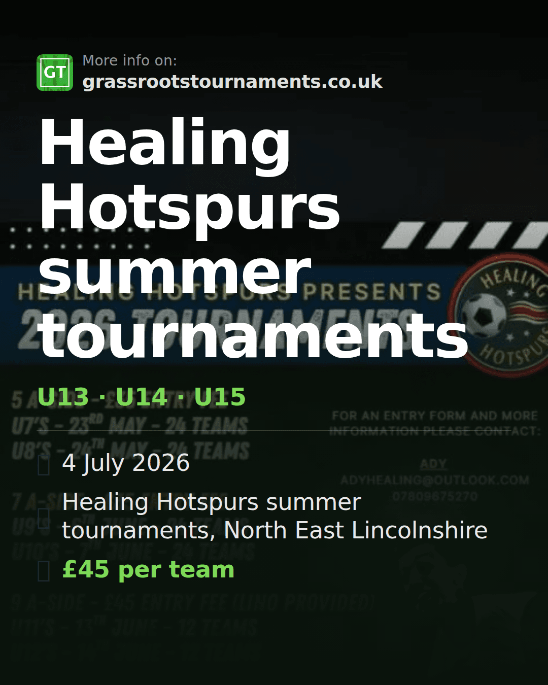 Healing Hotspurs summer tournaments — social preview