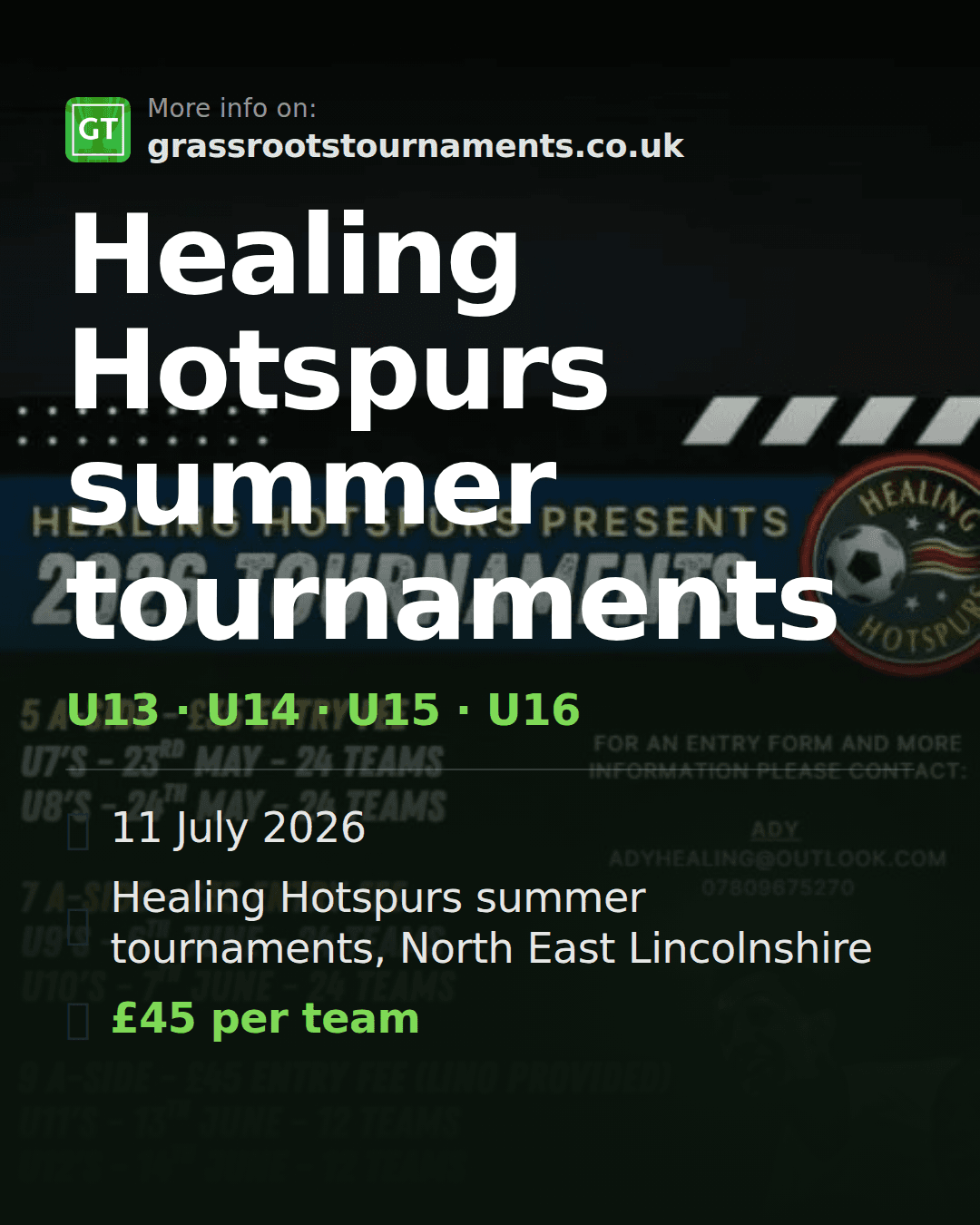 Healing Hotspurs summer tournaments — social preview