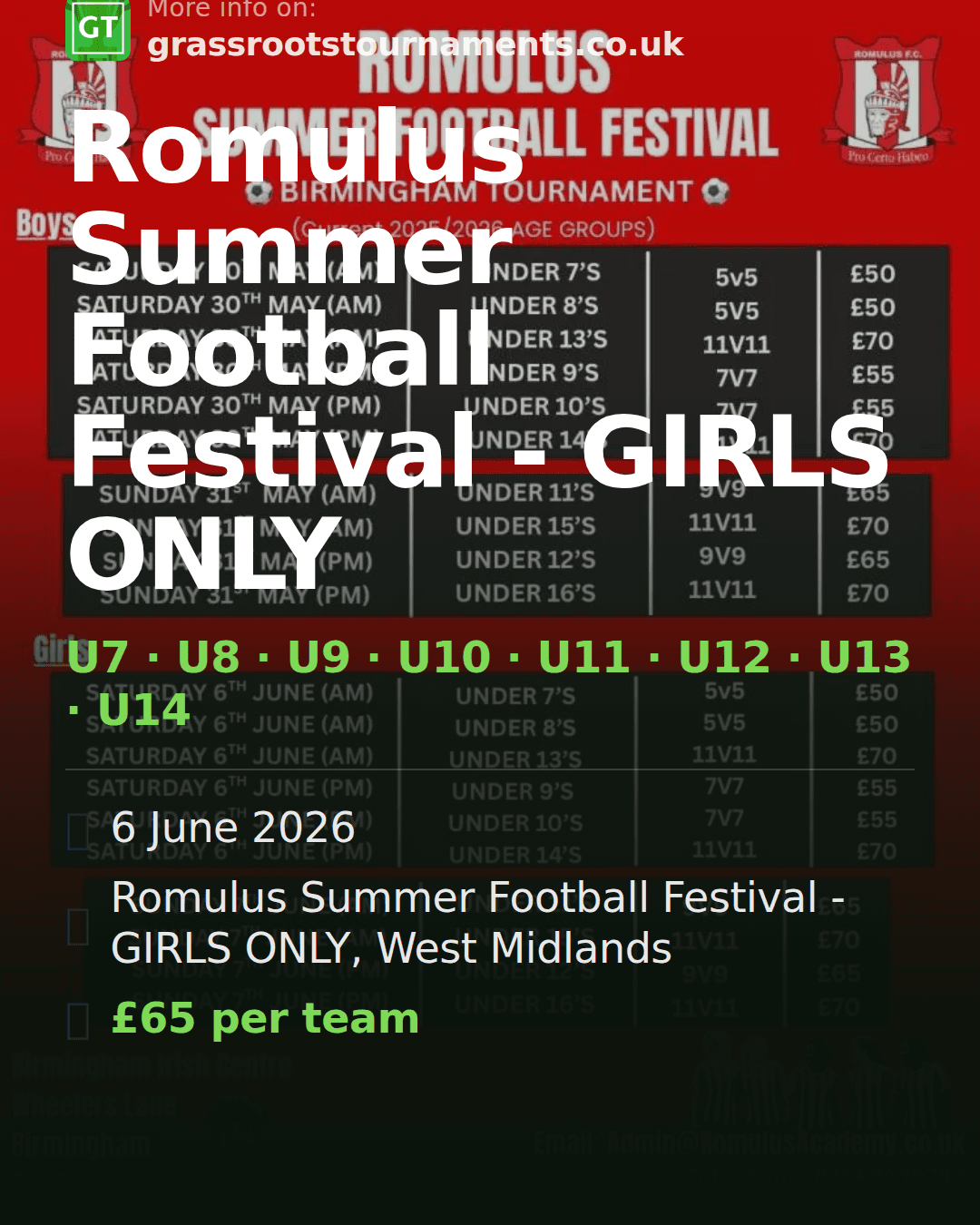 Romulus Summer Football Festival - GIRLS ONLY — social preview