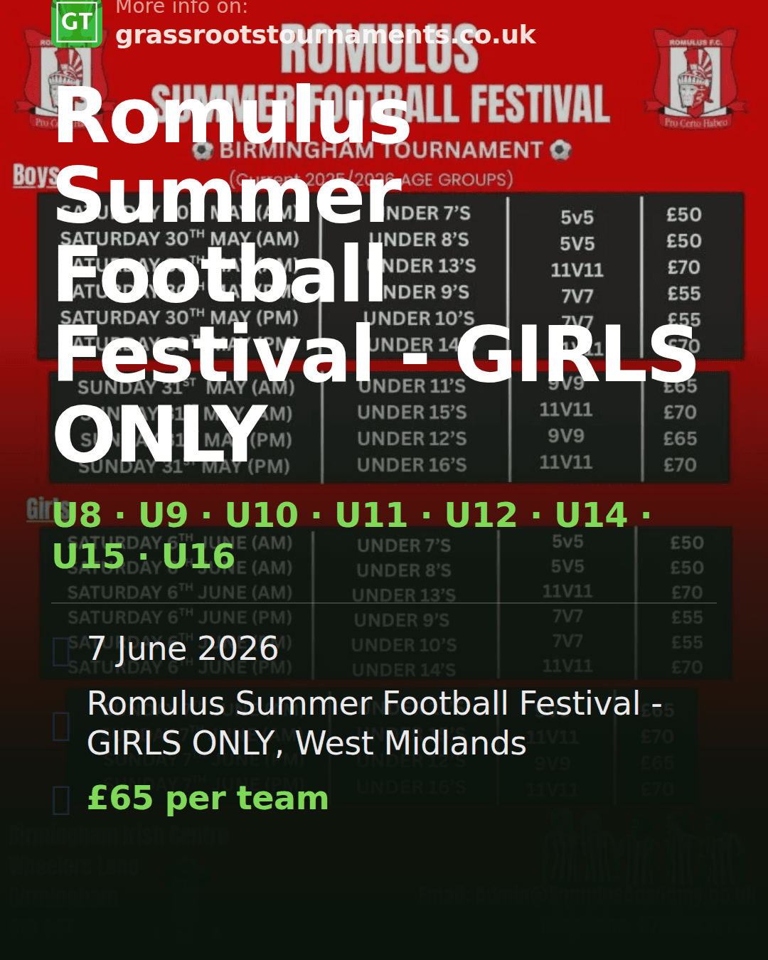 Romulus Summer Football Festival - GIRLS ONLY — social preview