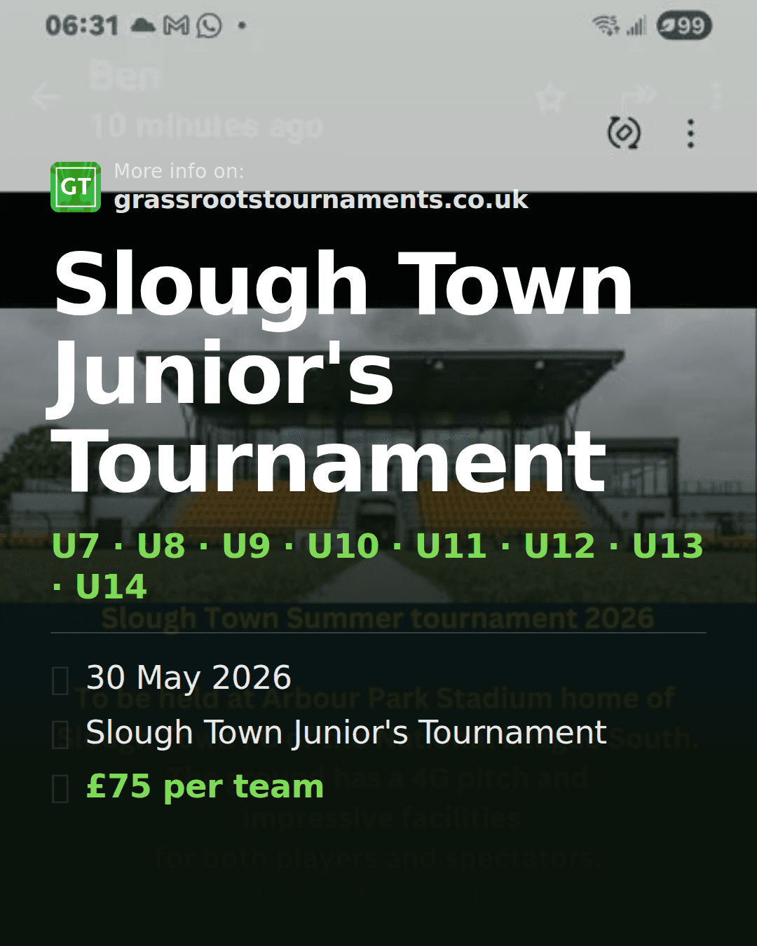 Slough Town Junior's Tournament — social preview