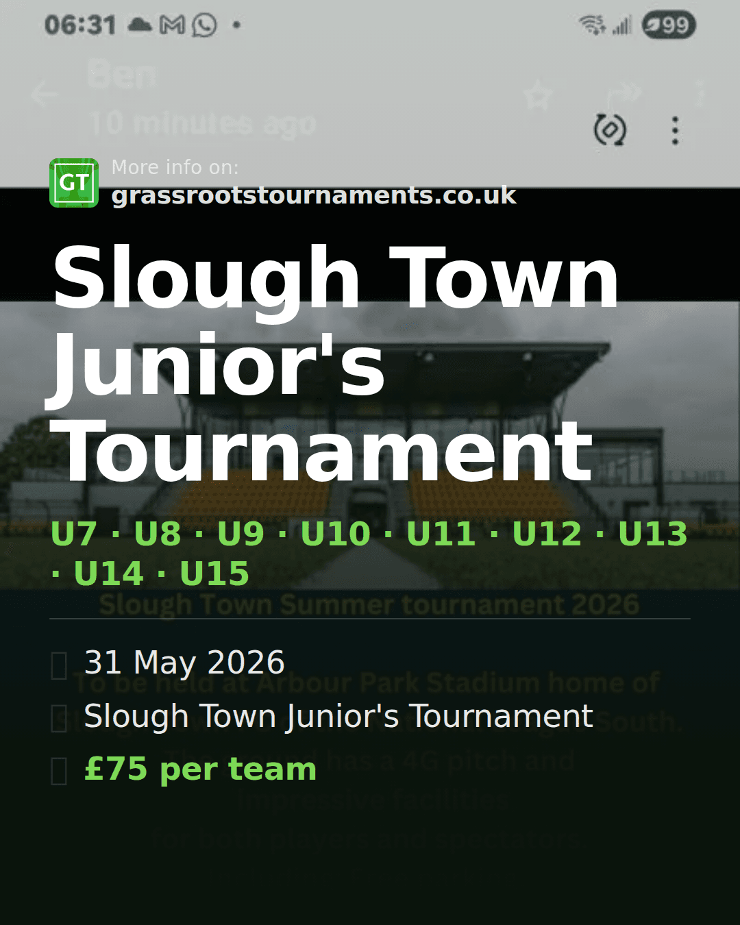 Slough Town Junior's Tournament — social preview