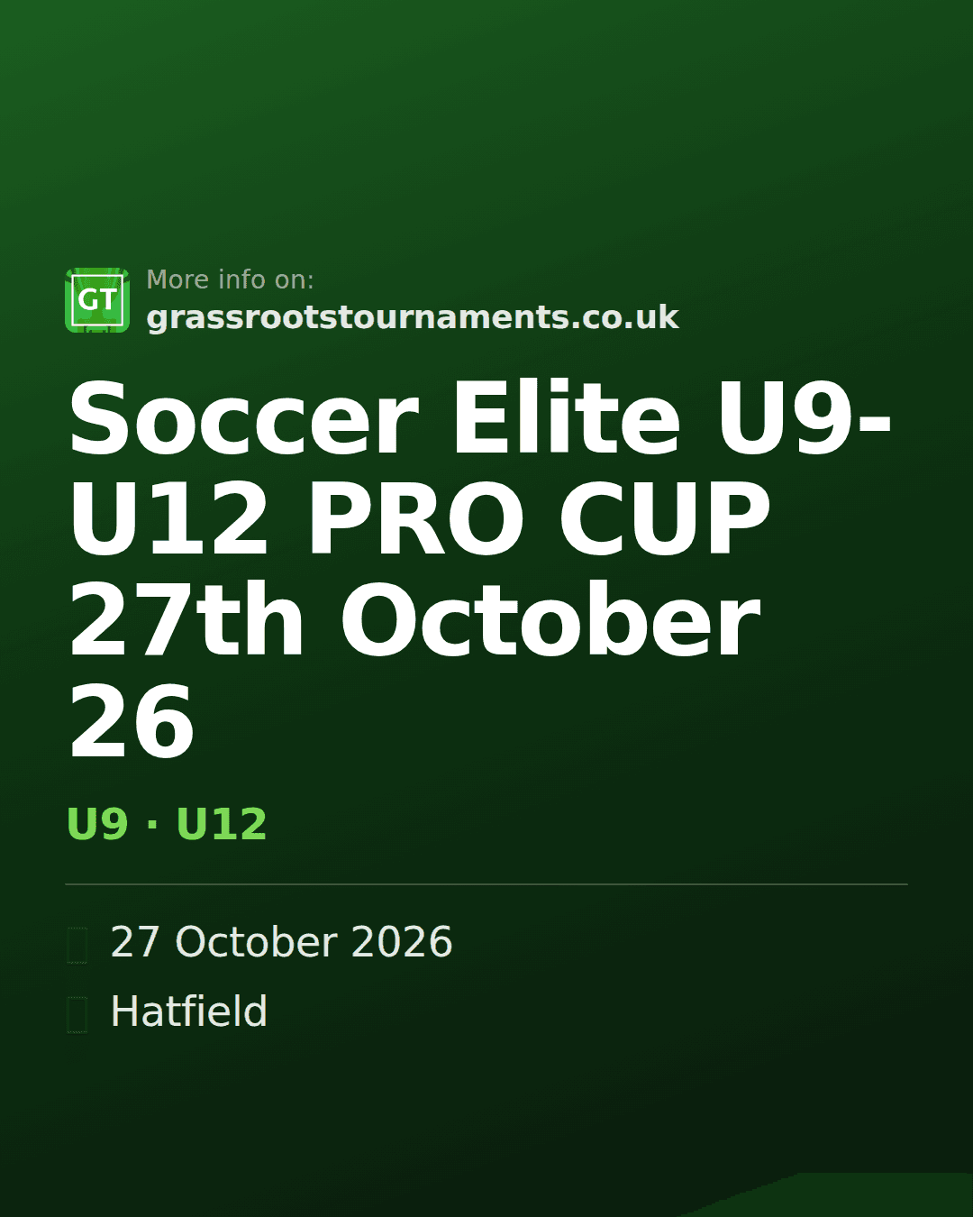 Soccer Elite U9-U12 PRO CUP 27th October 26 — social preview