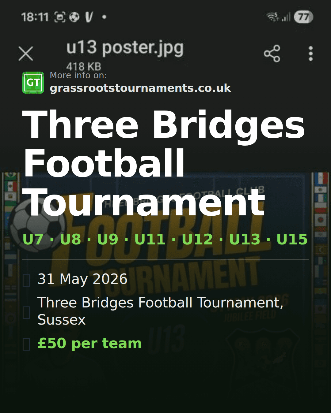 Three Bridges Football Tournament — social preview