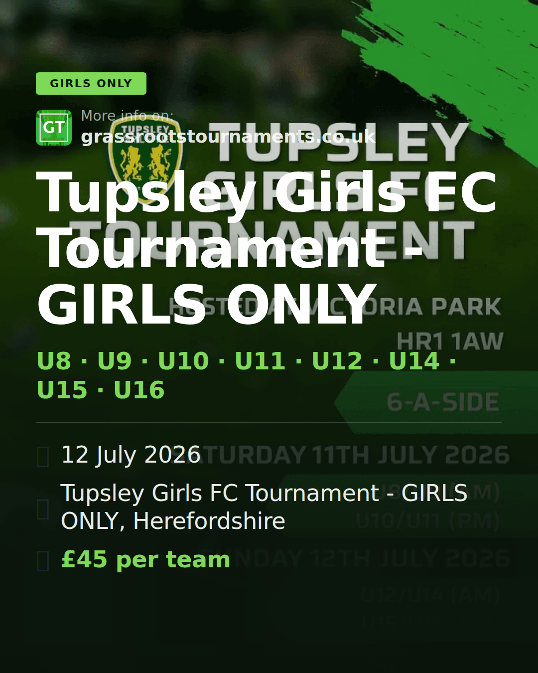 Tupsley Girls FC Tournament - GIRLS ONLY — social preview