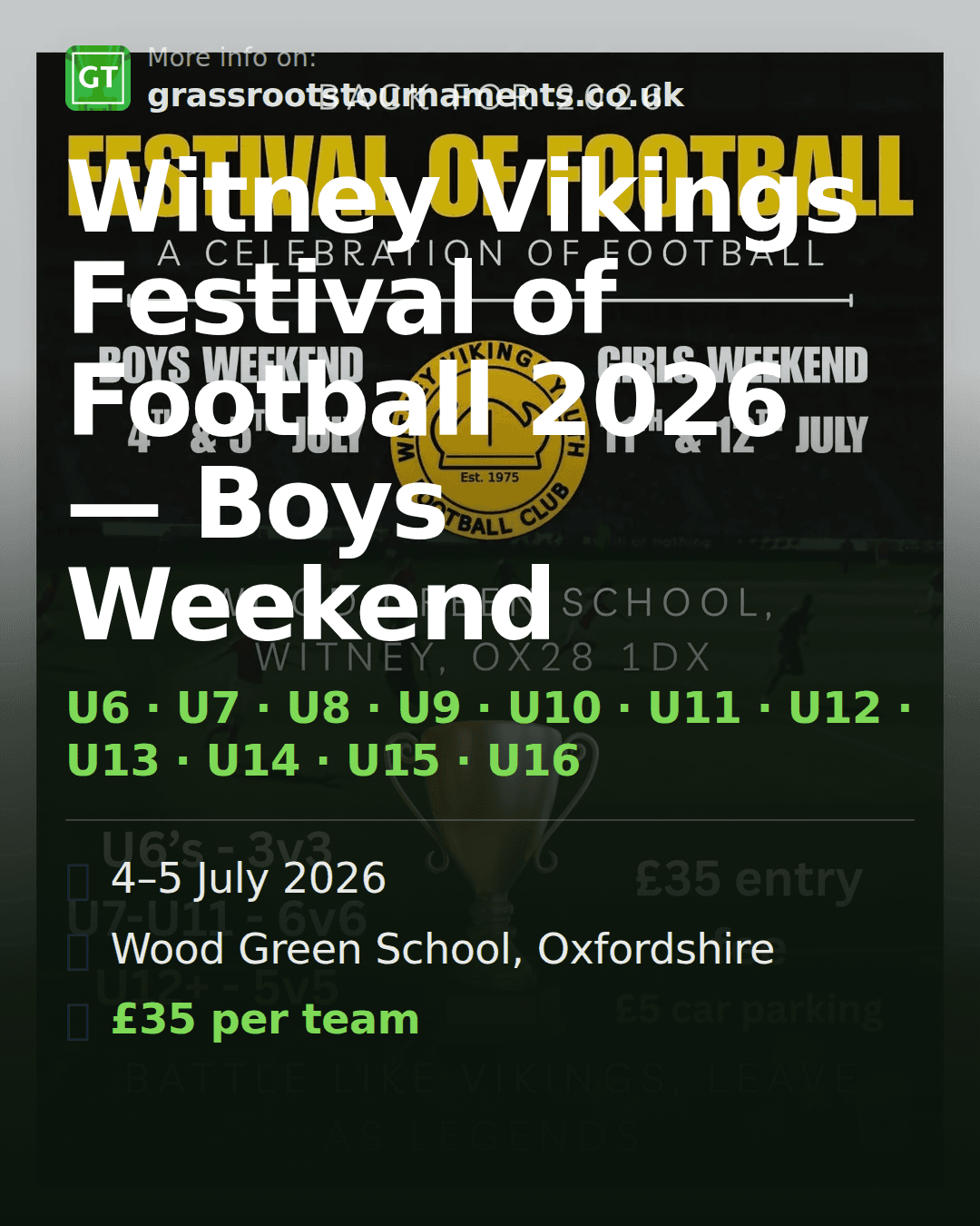 Witney Vikings Festival of Football 2026 — Boys Weekend — social preview